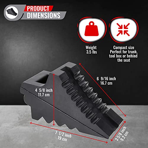 AFA Tooling - Set of 2 Wheel Chocks | Heavy Duty Rubber Wedge for Front and Back Tires | Quick Grip Ribbed Design, Ergonomic Carry Handles | Chock Block for Your Camper, Trailer, RV, Truck, Car or ATV