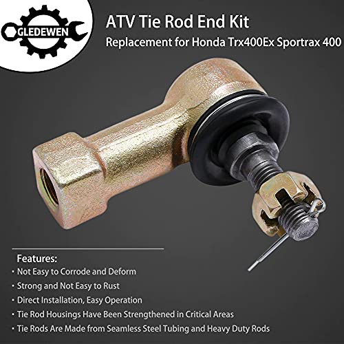 2 Tie Rods and 4 Tie Rod Ends Kit Compatible With 1999-2008 Honda Sportrax 400 | 2009 2012-2014 Honda Trx400X Tie Rod Ball Joint