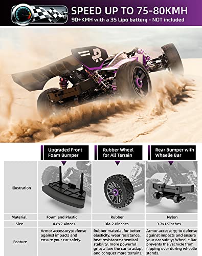 RIAARIO 1:14 Brushless Fast RC Cars for Adults,Top Speed 90+KPH,Hobby Remote Control Monster Truck for Boys with Carbon Fiber Chassis,Metal Gear Parts,4X4 Electric Buggy Vehicle Gift for Kids