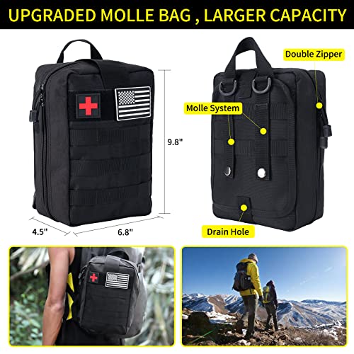 Survival Kit and First Aid kit, 160 Pcs Emergency Supplies Camping Accessories with Upgraded Molle Bag, Including Hatchet Shovel Pliers Lantern, Gifts for Men Outdoor Adventure Camping Hiking Hunting