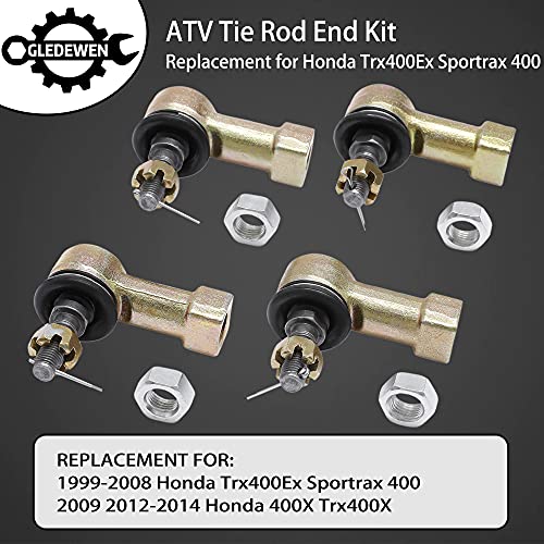 2 Tie Rods and 4 Tie Rod Ends Kit Compatible With 1999-2008 Honda Sportrax 400 | 2009 2012-2014 Honda Trx400X Tie Rod Ball Joint