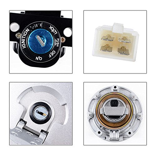 AMOPA Compatible with Honda '04-'07 CBR 1000RR '03-'06 600RR Full Set Ignition Switch Seat Fuel Gas Tank Cap with Lock Key