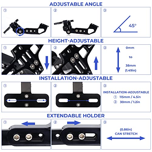 KEMIMOTO Motorcycle License Plate Bracket Fender Eliminator Kit Universal Motorcycle License Plate Holder Mount Motorcycle Tail Tidy
