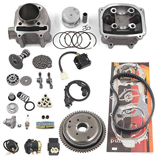 Complete GY6 Cylinder Head Rebuild Kits with valves, Trkimal 150cc Big Bore Upgrade Kits for stroke 157QMJ Engines Chinese scooter moped
