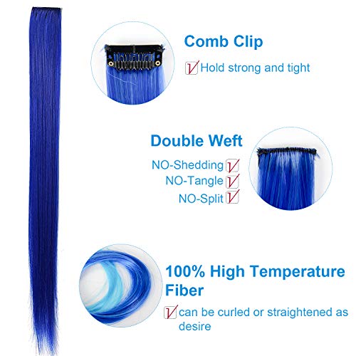 BEAHOT 32 PCS Colored Clip in Hair Extensions 20 Inch Rainbow Long Straight Hairpieces Clip in Synthetic, Halloween Cosplay Dress Up Fashion Party Christmas New Year Gift for Women Kids Girls