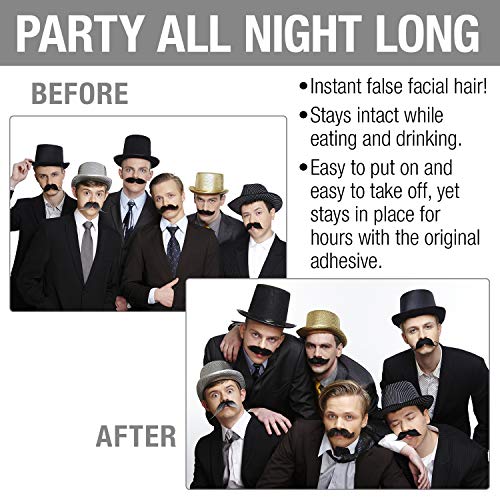 Mustaches Self Adhesive Walrus Fake Mustache, Novelty, Realistic False Facial Hair for Adults, Costume Accessory for Adults, Gray and White Color