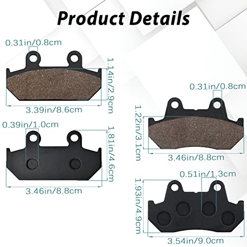 SOLLON Front and Rear Brake Pads for Honda GL 1500 Goldwing 1500 SE L GL1500 GL1500SE L GL1500A Aspencade GL1500I Interstate 1988-2000
