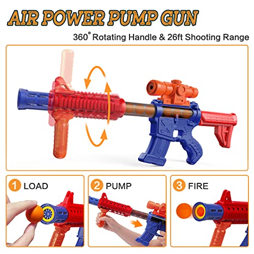 Shooting Games Toys for Age 5 - 6 7 8 9 10 + Year Old Boys, Kids Toy Sports & Outdoor Game with Moving Shooting Target & 2 Popper Air Toy Guns & 24 Foam Balls, Gifts for Boys and Girls