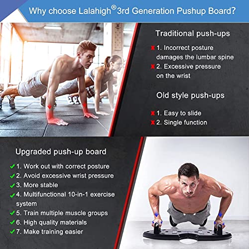 LALAHIGH Push Up Board, Upgraded 15 in 1 Push Up Bar, Premium ABS Pushup Stands w/ Drawstring Bag, Professional Pushup System for Chest, Tricep, Back, & Abs Workout, Portable Home Strength Training Equipment