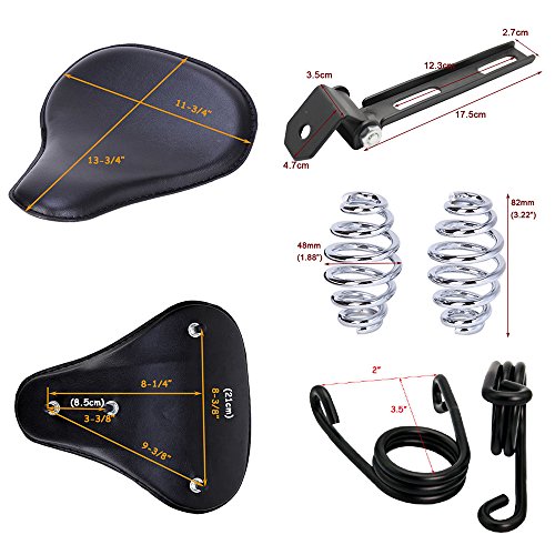Black Motorcycle Cushion Spring Solo Seat compatible with Honda Rebel 250 300 500 Refit Bobber