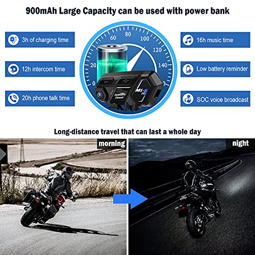 FODSPORTS Motorcycle Bluetooth Intercom, M1S Pro 2000m 8 Riders Group Motorbike Helmet Communication System Headset Universal Wireless Interphone (Waterproof/Handsfree/Stereo Music/GPS/2 Pack)