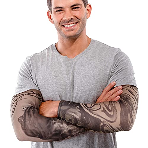 12 Pieces Tattoo Sleeves Set Fake Sunscreen Arm Sleeves Soft Elasticity Flower Arm Gloves Cycling (Chic Pattern)