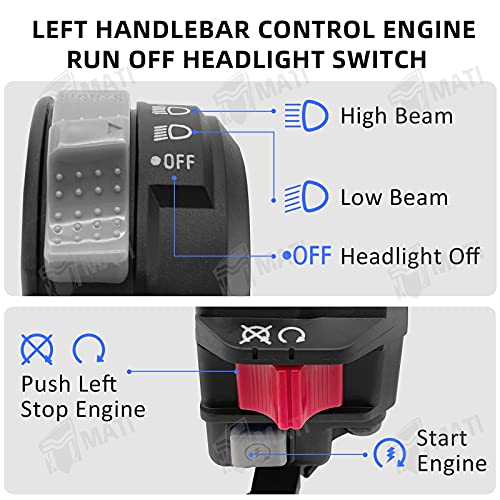 Left Handlebar Control Engine Start Run Off Headlight Switch for Yamaha Wolverine 350 YFM350F Big Bear 350 YFM350F/U Kodiak 400 4WD YFM400F Warrior 350 YFM350X Grizzly 600 YFM600F Moto-4 YFM350E