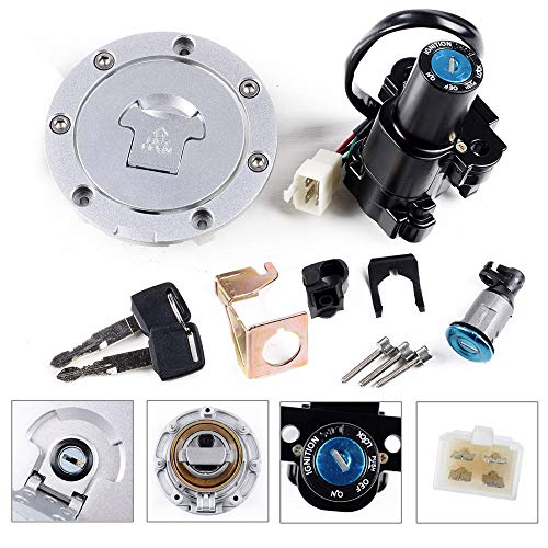AMOPA Compatible with Honda '04-'07 CBR 1000RR '03-'06 600RR Full Set Ignition Switch Seat Fuel Gas Tank Cap with Lock Key