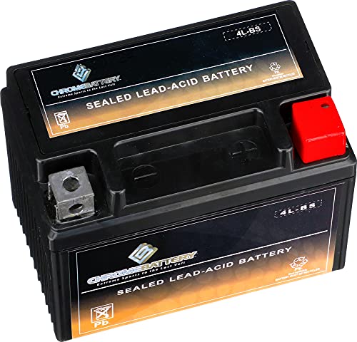 Chrome Battery YTX4L-BS Maintenance Free Replacement Battery for ATV, Motorcycle, and Scooter: 12 Volts.4 Amps, 3Ah, Nut and Bolt (T3) Terminal