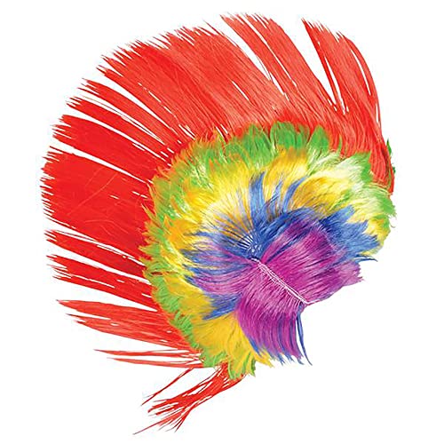 Rainbow Clown Wig, Dress-Up Accessory, Pretend Play, Party Favor (Rainbow Mohawk Wig)