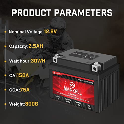 YTX4L-BS Lithium Motorcycle Battery 12V 2.5AH 150A with Smart BMS, Replacement Motorcycle, ATV, UTV, Scooter, 4 Wheeler Generator Battery and YTZ5S battery honda grom battery etc