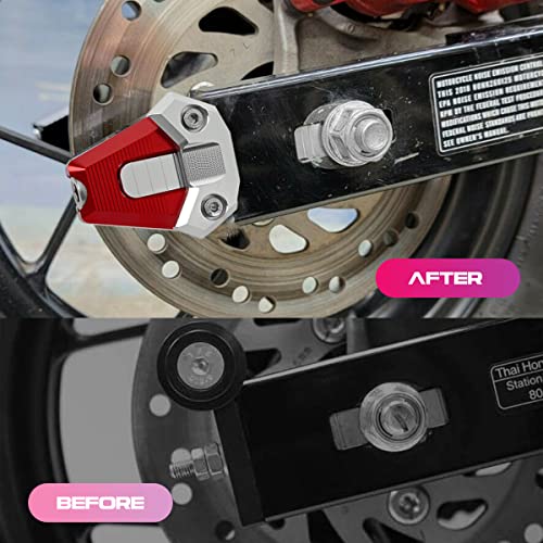 Canitu Chain Axle Adjuster Kit for Honda Grom's 2014-2021, CNC Billet Aluminum Motorcycle Chain Adjusting Tool Rear Axle Swingarm Spool Chain Adjuster Tensioner Mods (Red)