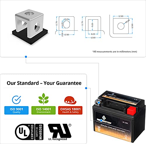 Chrome Battery YTX4L-BS Maintenance Free Replacement Battery for ATV, Motorcycle, and Scooter: 12 Volts.4 Amps, 3Ah, Nut and Bolt (T3) Terminal