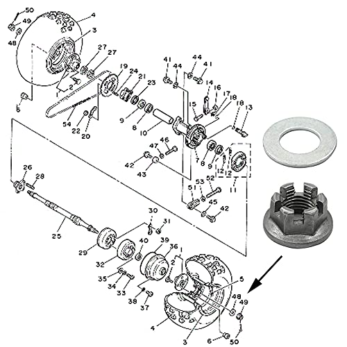Motoparty Rear Axle Hub Castle Nut Washer For Yamaha ATV Banshee 350cc Blaster 200cc Warrior 350 Raptor 350 660 YFZ 450 Breeze MOTO-4 Grizzly 125 Rear Axle Castle Nut,Replacement for 90171-14037-00