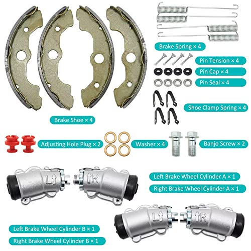 Front Brake Wheel Cylinders Shoes Kit for Honda Rancher 350 400 TRX350 TRX400 2004-2007 (Left&Right), OEM# 45330-HN2-006 45350-HN5-N01 06450-HN5-671