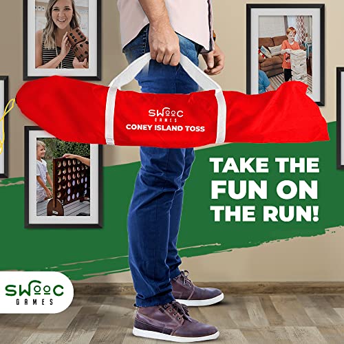 SWOOC Games - Coney Island Toss - Boardwalk Inspired Cornhole Bounce Game with Carrying Case (15+ Games Included) - PVC Corn Hole Bean Bag Toss Game for Kids - Corn Holes Outdoor Game Set