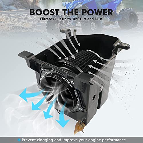 NICECNC Black Airbox Intake Kit Compatible with Yamaha YFZ450R 2009-2023 2022 2021 2020 2019 2018 2017 2016 2015, YFZ450X 2010-2011, YFZ 450 2007-2009 2012-2013, 2017 Replacement for 5D3-14459-00-00