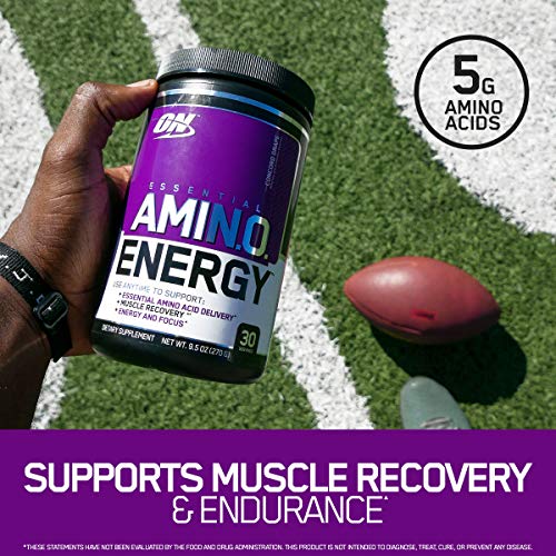 Optimum Nutrition Amino Energy - Pre Workout with Green Tea, BCAA, Amino Acids, Keto Friendly, Green Coffee Extract, Energy Powder - Concord Grape, 65 Servings (Packaging May Vary)