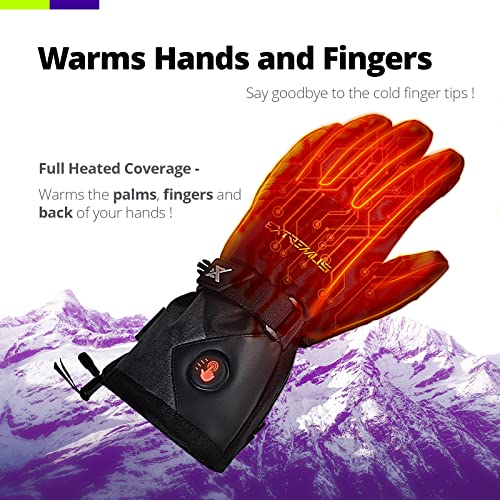 Extremus Buckwell Heated Gloves, Rechargeable Electric Warm Touch Screen fingertips Waterproof Winter Gloves for Men & Women, Heated Ice Fishing, Skiing, Snowboarding, Snowmobile Gloves
