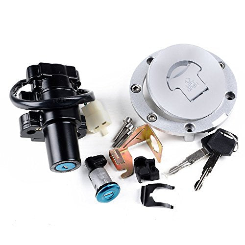 AMOPA Compatible with Honda '04-'07 CBR 1000RR '03-'06 600RR Full Set Ignition Switch Seat Fuel Gas Tank Cap with Lock Key