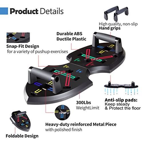 LALAHIGH Push Up Board, Upgraded 15 in 1 Push Up Bar, Premium ABS Pushup Stands w/ Drawstring Bag, Professional Pushup System for Chest, Tricep, Back, & Abs Workout, Portable Home Strength Training Equipment