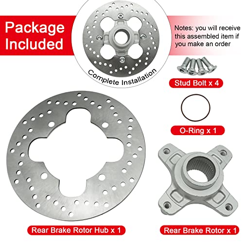 Rear Brake Rotor Disc with Flange Hub Assy for Honda TRX400 Sportrax TRX400EX 99-08 TRX400X 09-14, 43120-HN1-A20 43251-HN1-003