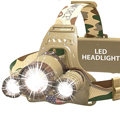 brightest rechargeable headlamp flashlight DanForce Camouflaged Headlamp Ultra Bright USB Rechargeable Head lamp. – Zoom Zoom Parts