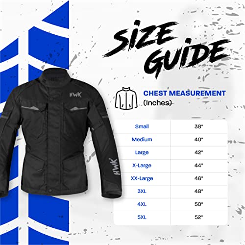 HWK Adventure/Touring Motorcycle Jacket For Men Textile Motorbike CE Armored Waterproof Jackets ADV 4-Season (Black, Large)