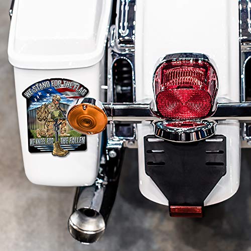 Skull Society - We Stand for The Flag We Kneel for The Fallen 7 inch Patriotic All Weather Decal Sticker for Cars, Trucks, Motorcycles & Laptops - Sticks to All Flat Surfaces Including Car Windows