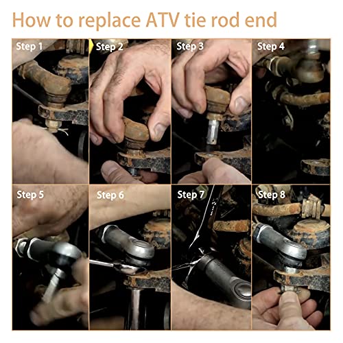 2 Tie Rods and 4 Tie Rod Ends Kit Compatible With 1999-2008 Honda Sportrax 400 | 2009 2012-2014 Honda Trx400X Tie Rod Ball Joint