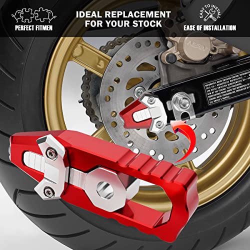 Canitu Chain Axle Adjuster Kit for Honda Grom's 2014-2021, CNC Billet Aluminum Motorcycle Chain Adjusting Tool Rear Axle Swingarm Spool Chain Adjuster Tensioner Mods (Red)