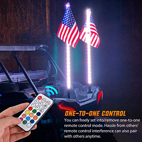 Nilight 2PCS 3FT Spiral RGB Led Whip Light with Spring Base Chasing Light RF Remote Control Lighted Antenna Whips for Can-Am ATV UTV RZR Polaris Dune Buggy Offroad Truck