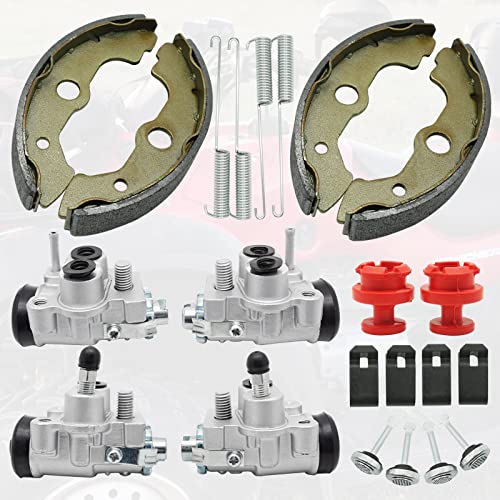 Front Brake Wheel Cylinders Shoes Kit for Honda Rancher 350 400 TRX350 TRX400 2004-2007 (Left&Right), OEM# 45330-HN2-006 45350-HN5-N01 06450-HN5-671