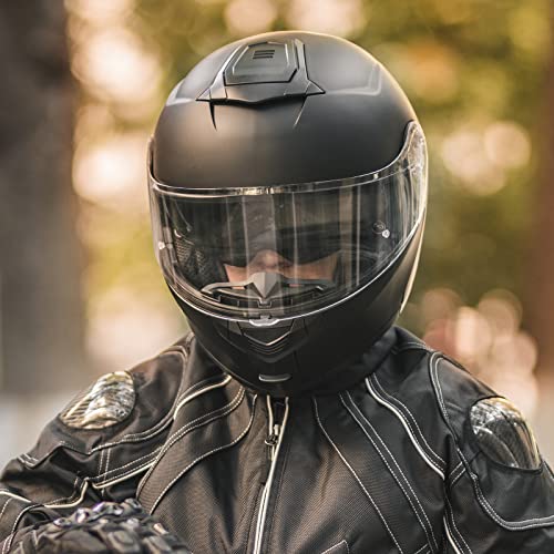 ILM Adult Motorcycle Modular Full Face Helmet Flip up Dual Visor DOT Approved Model 159(Matte Black,Large)
