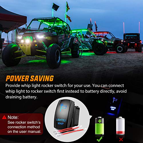Nilight 2PCS 3FT Spiral RGB Led Whip Light with Spring Base Chasing Light RF Remote Control Lighted Antenna Whips for Can-Am ATV UTV RZR Polaris Dune Buggy Offroad Truck