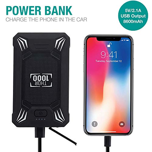 Car Battery Jump Starter Portable - 600A Peak Waterproof 12V Portable Battery Booster Pack (up to 4.0L Gas Or 2.0L Diesel Engine) Safe Auto Power Bank with USB Port, Smart Clamps & LED Flashlight
