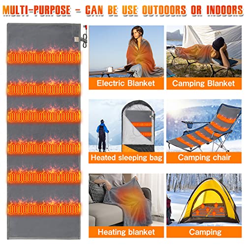 Heated Sleeping Bag Liner - USB Battery Powered Heating Pad for Backpacking Camping Electric Sleeping Bag Heater (Grey, 75 x 25inch) (Battery Not Included)