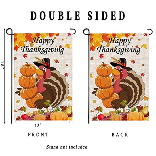 2Pcs Halloween Fall Thanksgiving Garden Flag, Trick or Treat Halloween Yard Flags Pumpkins Cat Turkey Harvest Fall Decorations for Home Yard Indoor Outdoor 12 x 18 Inch Double Sided