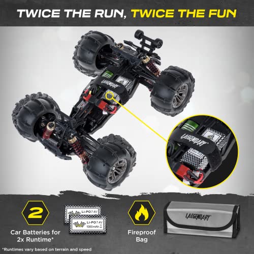 LAEGENDARY Fast RC Cars for Adults and Kids - 4x4, Off-Road Remote Control Car - Battery-Powered, Hobby Grade, Waterproof Monster RC Truck - Toys and Gifts for Boys, Girls and Teens Black - Yellow