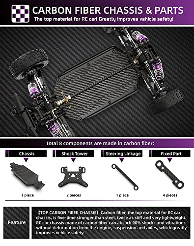 RIAARIO 1:14 Brushless Fast RC Cars for Adults,Top Speed 90+KPH,Hobby Remote Control Monster Truck for Boys with Carbon Fiber Chassis,Metal Gear Parts,4X4 Electric Buggy Vehicle Gift for Kids
