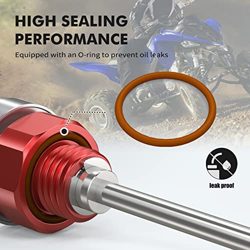 NICECNC Red Engine Oil Dipstick with Temperature Gauge Compatible with Yamaha Raptor 660R 2001-2005 Raptor 700 2006-2021 2022 2023, Raptor 700R 2006-2021 2022 2023 YFZ 450 2004-2013