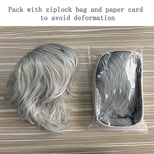 DKE and YMQ Mens Wigs, Fluffy and Realistic Short Hair Old Man Wig, Men’S Natural Daily Use Hair Suitable for Middle-Aged and Elderly People,Gray