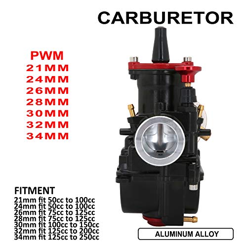PWK 32mm Carburetor Motorcycle Power Jet Carb Racing Performance Universal For 125cc to 200cc Pit Dirt Bike Motocross Enduro On/Off Road ATV Quad Scooter Black