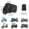 300D Heavy Duty Motorcycle Cover, Seceles All Season Durable Waterproof Outdoor Protection Scooter Cover with 4 Reflective Strips Lock-Holes Storage Bag Fits up to 91" Yamaha Honda Harley Suzuki (XL)